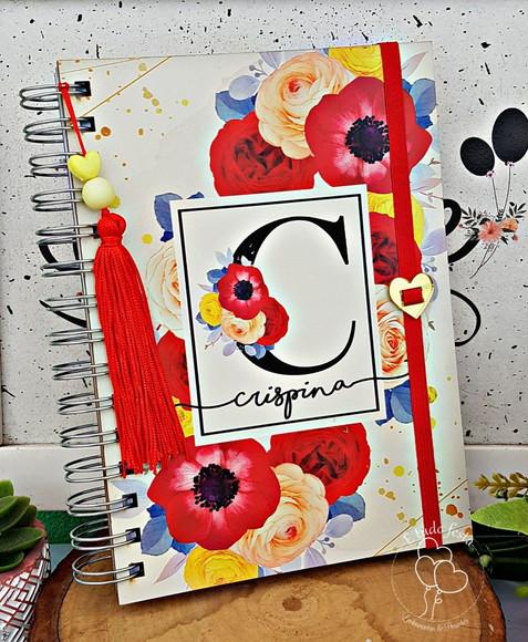 Agenda Personalizada Floral com Inicial do Nome