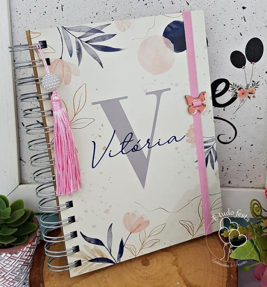 Agenda Personalizada Floral com Inicial do Nome