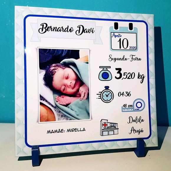 Azulejo Personalizado com Informações e Foto Recém Nascido