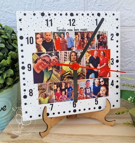 Azulejo Relógio Personalizado com Foto - Familia