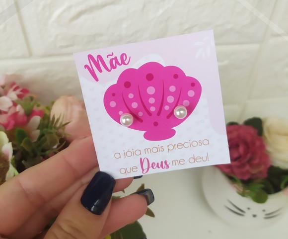 Brinco Pérola na Tag Personalizado - Dia da Mães