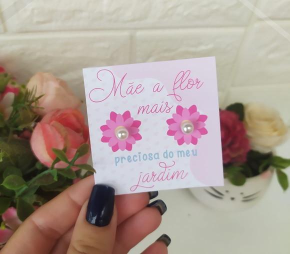 Brinco Pérola na Tag Personalizado - Dia da Mães