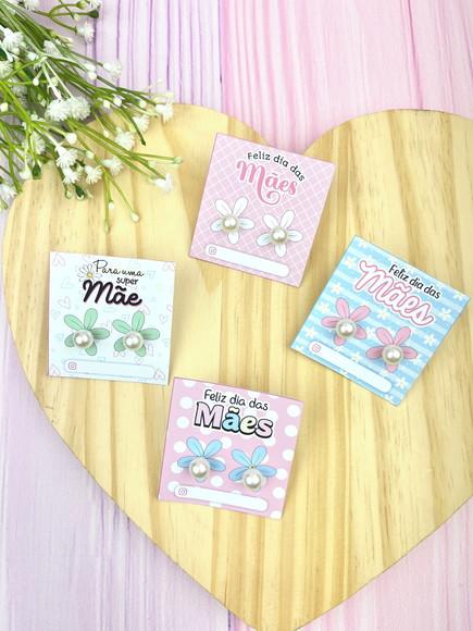 Brinco Pérola na Tag Personalizado -dia da Mães