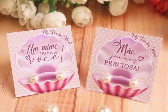 Brinco Pérola na Tag Personalizado -dia da Mães