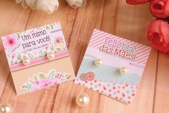 Brinco Pérola na Tag Personalizado -dia da Mães