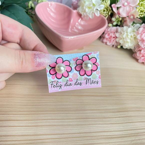 Brinco Pérola na Tag Personalizado -dia da Mães