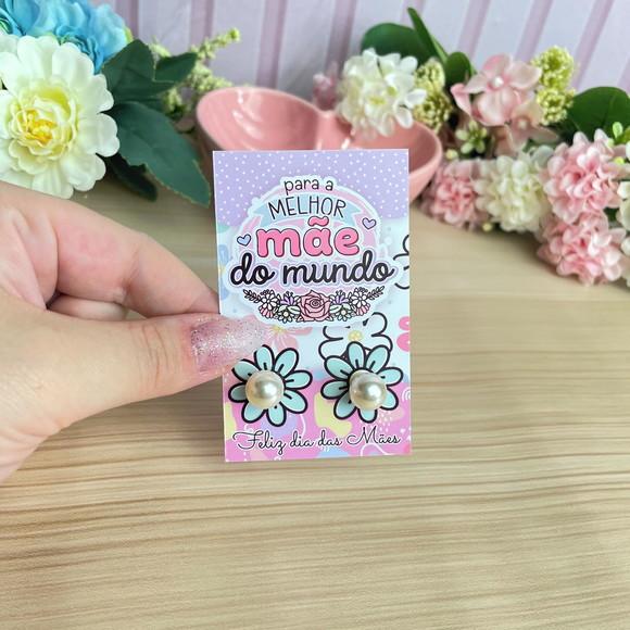 Brinco Pérola na Tag Personalizado -dia da Mães