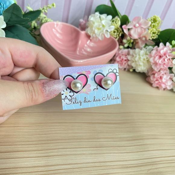 Brinco Pérola na Tag Personalizado -dia da Mães