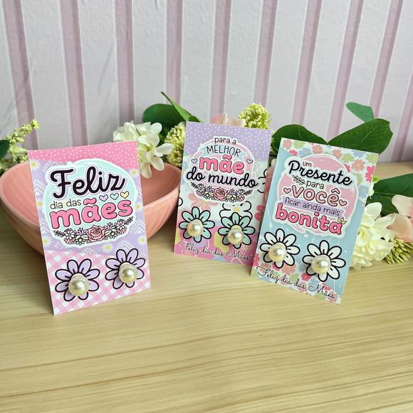 Brinco Pérola na Tag Personalizado -dia da Mães
