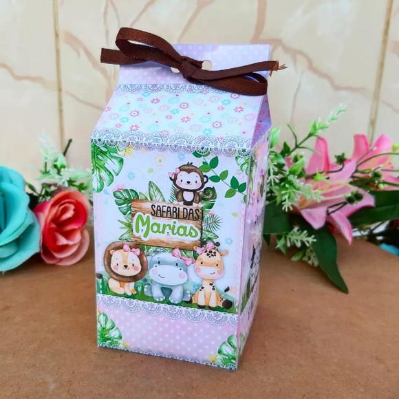 Caixinha de Milk Personalizada - Safari Menina