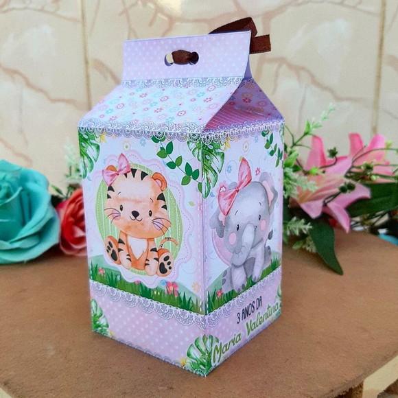 Caixinha de Milk Personalizada - Safari Menina