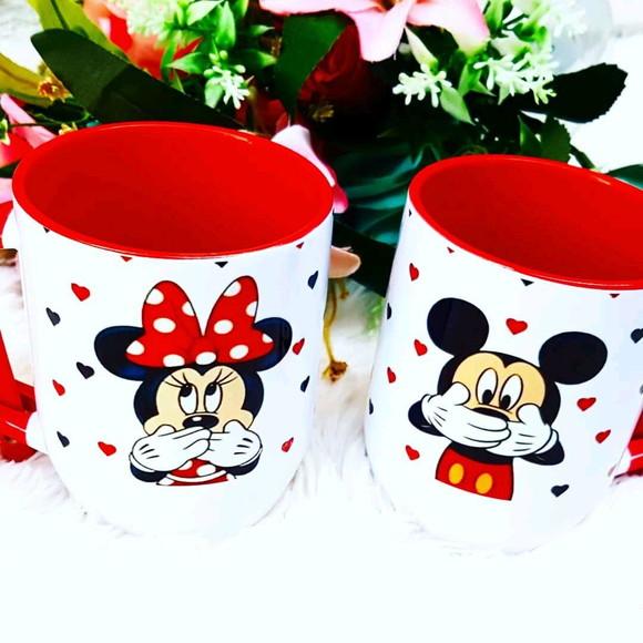 Caneca com Colher Personalizada Minnie Mickey