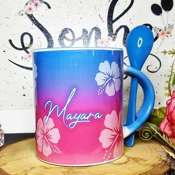 Caneca com Colher Personalizada Stitch Little