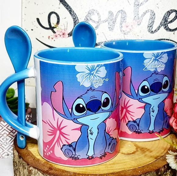 Caneca com Colher Personalizada Stitch Little