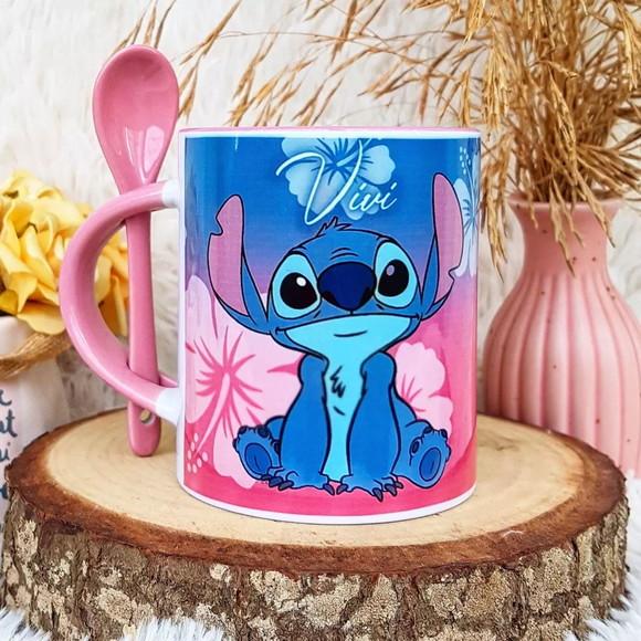 Caneca com Colher Personalizada Stitch Little