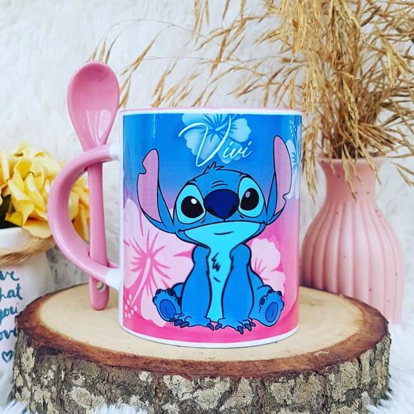 Caneca com Colher Personalizada Stitch Little