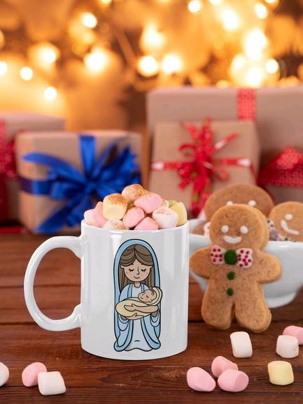 Caneca de natal - virgem Maria e Jesus