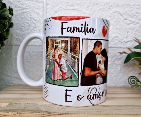 Caneca Familia com Foto ( 3 Fotos Retrospectiva)