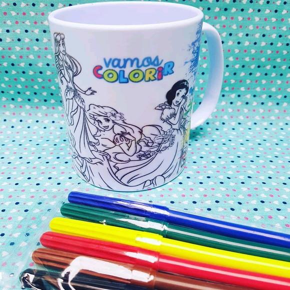 Caneca Personalizada para Colorir - Princesas