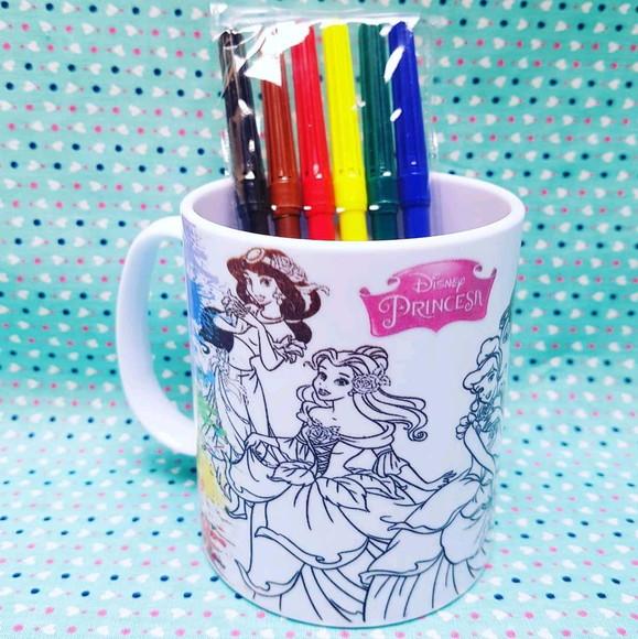 Caneca Personalizada para Colorir - Princesas