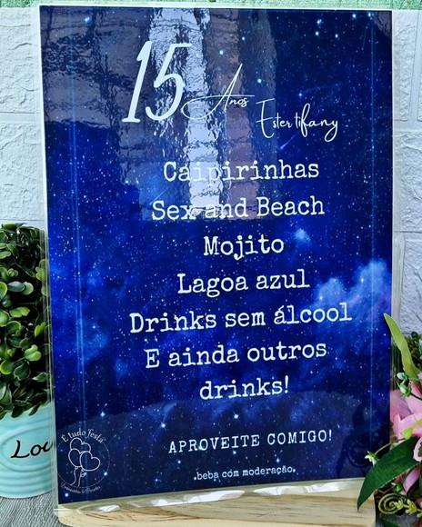Cardápio para Show Bar 15 Anos