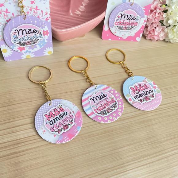Chaveiro Espelho com Tag Personalizada Dia das Mães