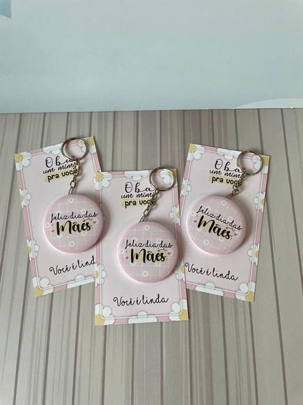 Chaveiro Espelho com Tag Personalizada Dia das Mães