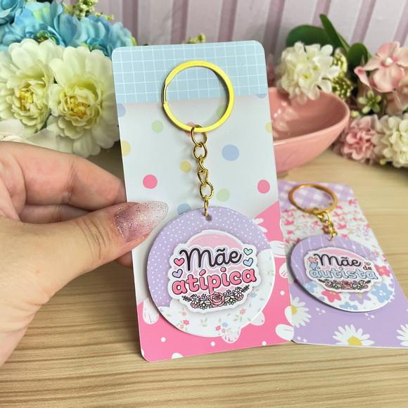 Chaveiro Espelho com Tag Personalizada Dia das Mães