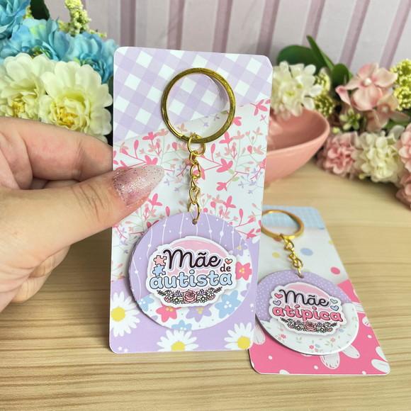 Chaveiro Espelho com Tag Personalizada Dia das Mães