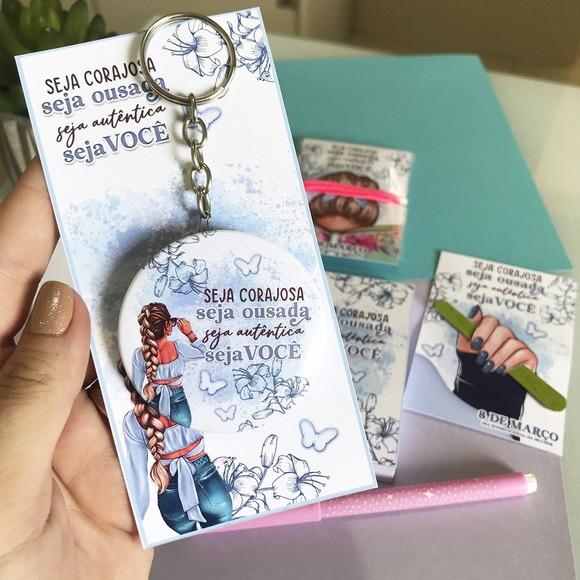 Chaveiro Espelho com Tag Personalizada Dia das Mulheres