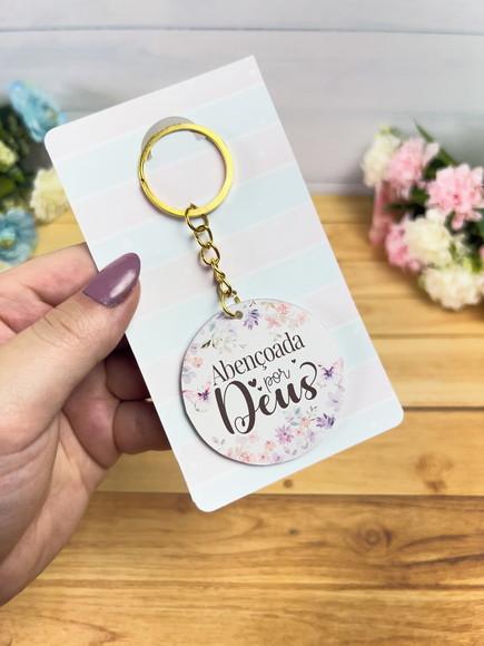 Chaveiro Espelho com Tag Personalizada Dia das Mulheres