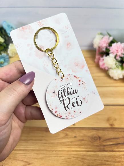 Chaveiro Espelho com Tag Personalizada Dia das Mulheres