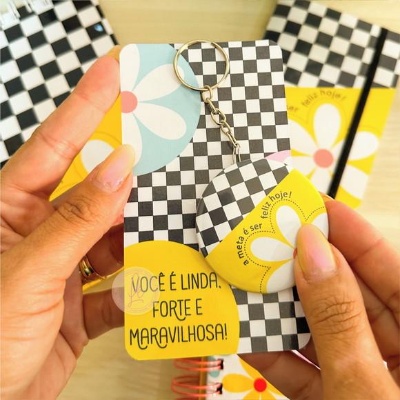 Chaveiro Espelho com Tag Personalizada Dia das Mulheres