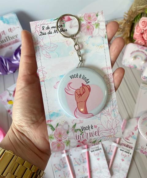 Chaveiro Espelho Personalizado Dia das Mulheres