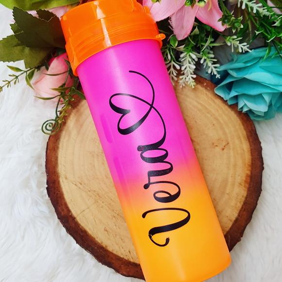 Garrafa de Agua Personalizada Nome e Coraçao
