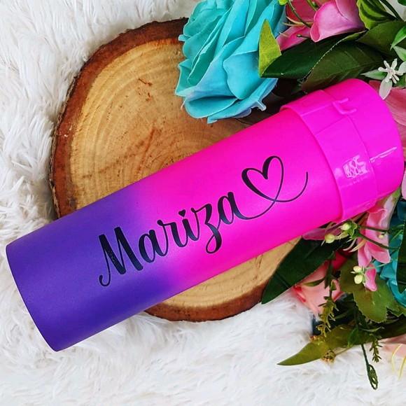 Garrafa de Agua Personalizada Nome e Coraçao