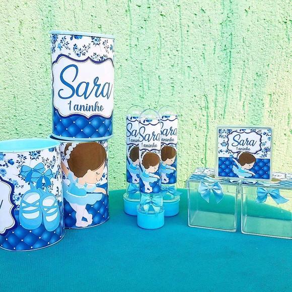 Kit Bailarina Personalizado Azul 90 Peças