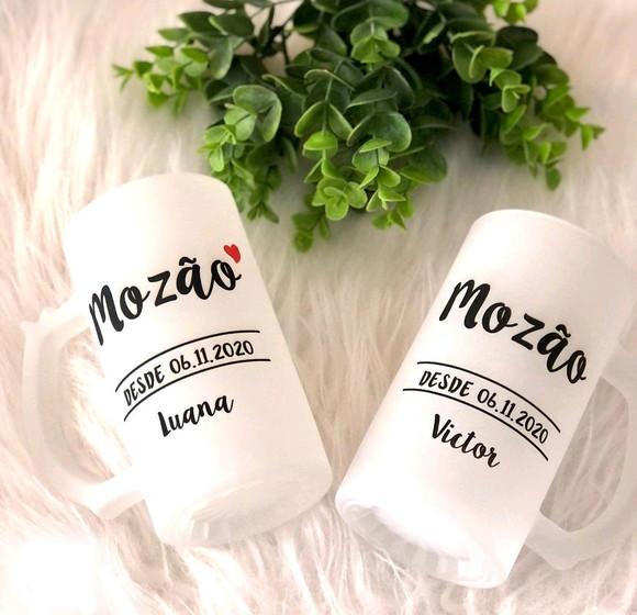 Kit Caneca de Chopp para Casal (vidro Jateada)