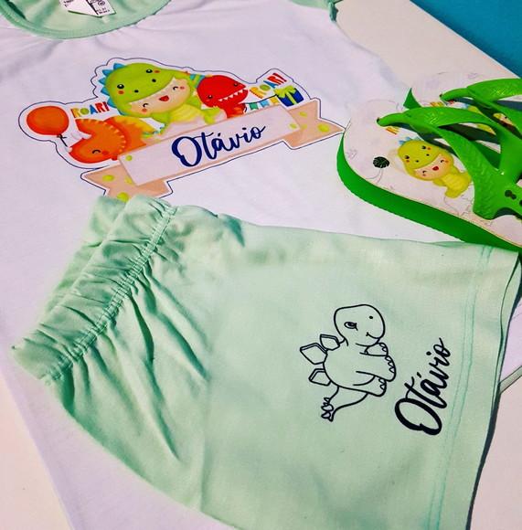 Kit de Dormir Pijama e Chinelo- Dinossauro Baby