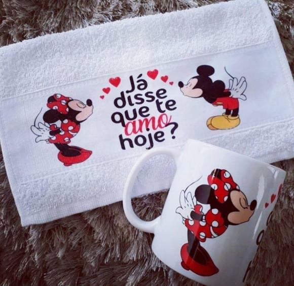 Kit Minnie e Mickey Toalhina + Caneca Personalizado