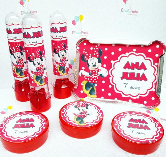 Kit Minnie Vermelho Personalizado - 60 Peças