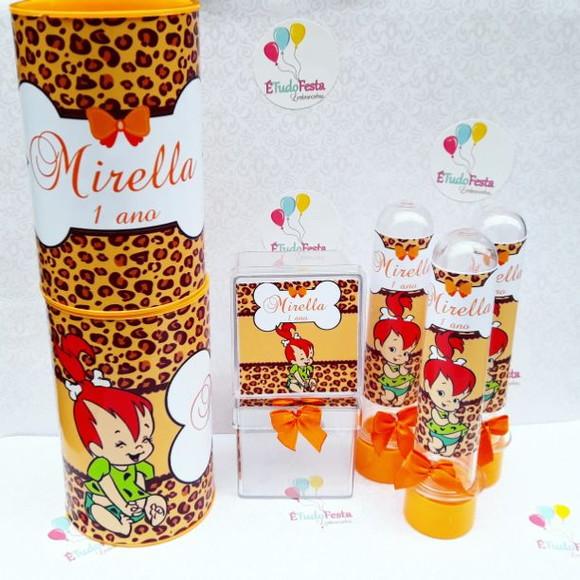 Kit Pedrita Personalizado - Laranja e Marrom 60 Peças