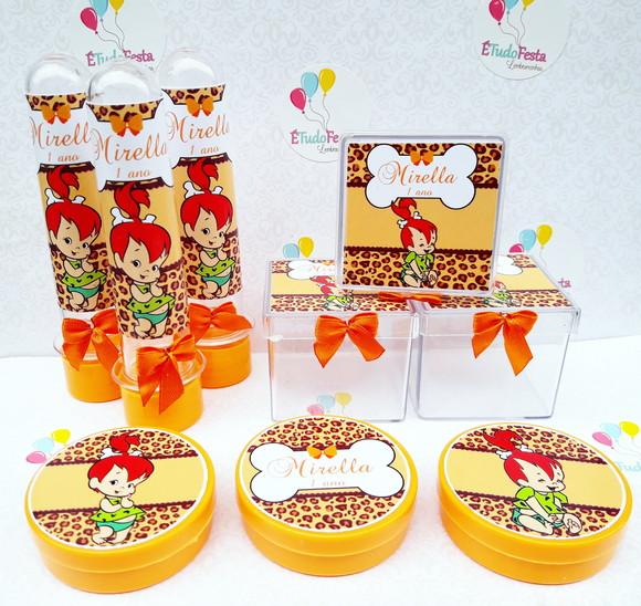 Kit Pedrita Personalizado Laranja e Marrom 30 Peças