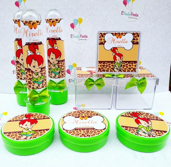 Kit Pedrita Personalizado Laranja e Verde 60 Peças