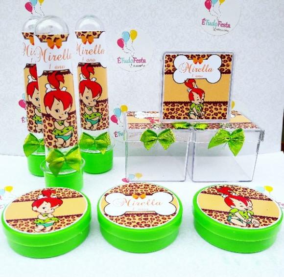Kit Pedrita Personalizado Laranja e Verde 60 Peças