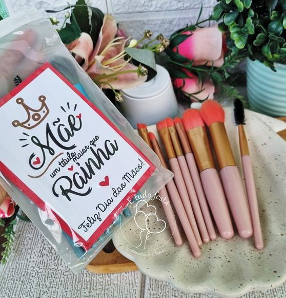 Kit Pincel de Maquiagem + Cartão para Dia das Mães