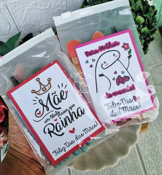 Kit Pincel de Maquiagem + Cartão para Dia das Mães