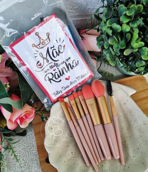 Kit Pincel de Maquiagem + Cartão para Dia das Mães