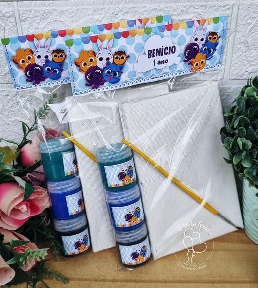 Kit Pintura em Tela - Bolofofos Azul Menino
