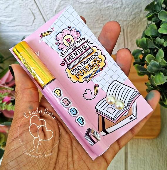 Lip Gloss + Brinco Labial Personalizado Dia dos Professores